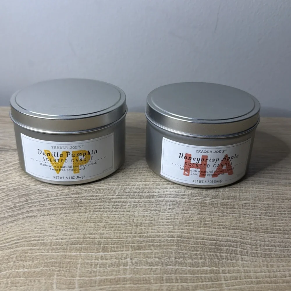 Trader Joe's Honeycrisp Apple Vanilla Pumpkin Candle Set Fall Seasonal Scent 5.7